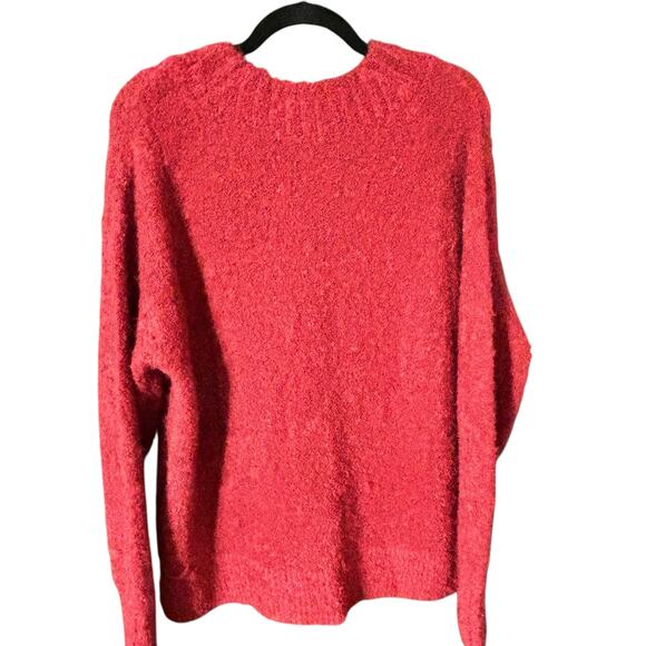 NWT Aerie Red Fuzzy V Neck Oversized Sweater Women’s Medium - Picture 3 of 5